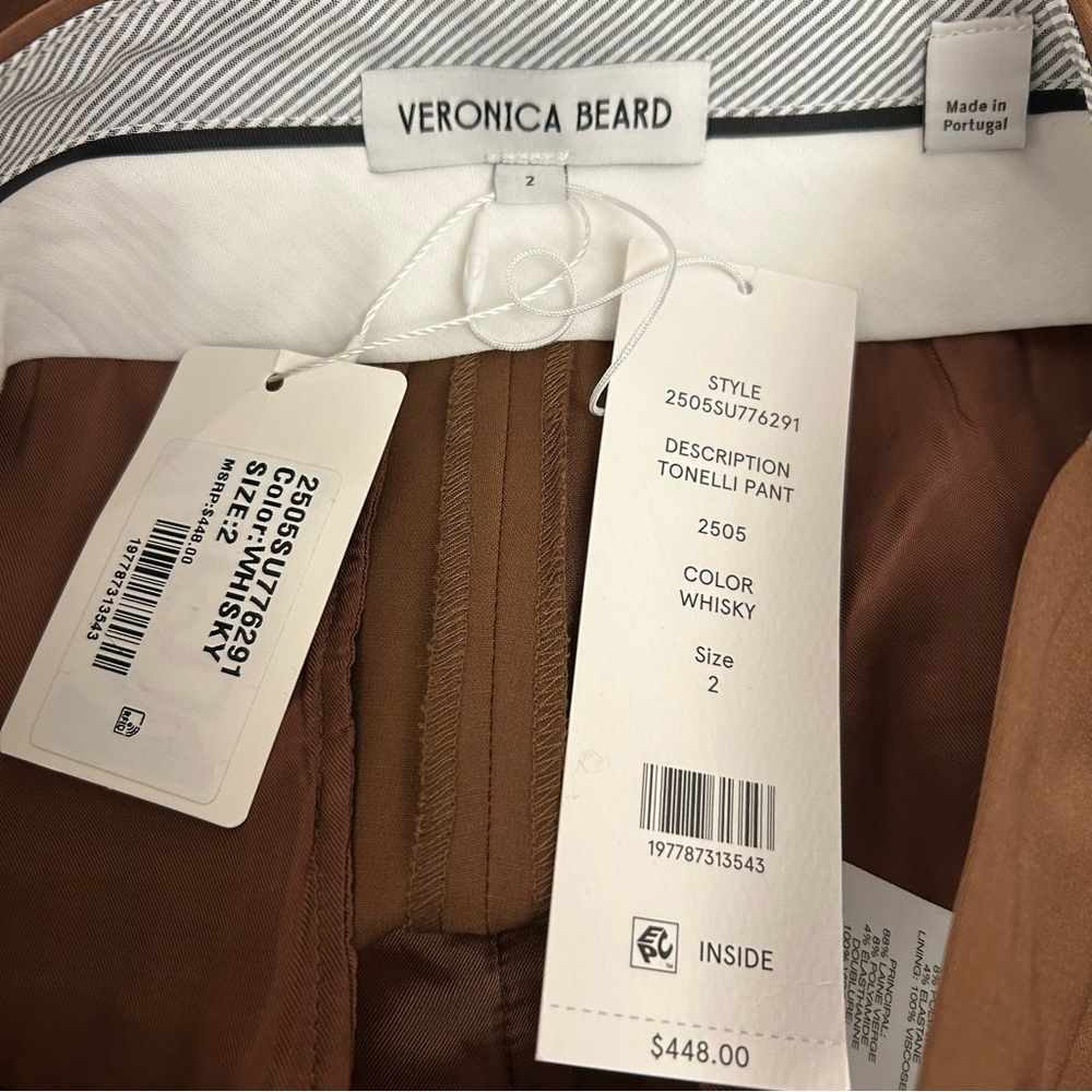 Veronica Beard Tonelli Wool Blend Pants in Whisky Size 2 - Picture 6 of 7